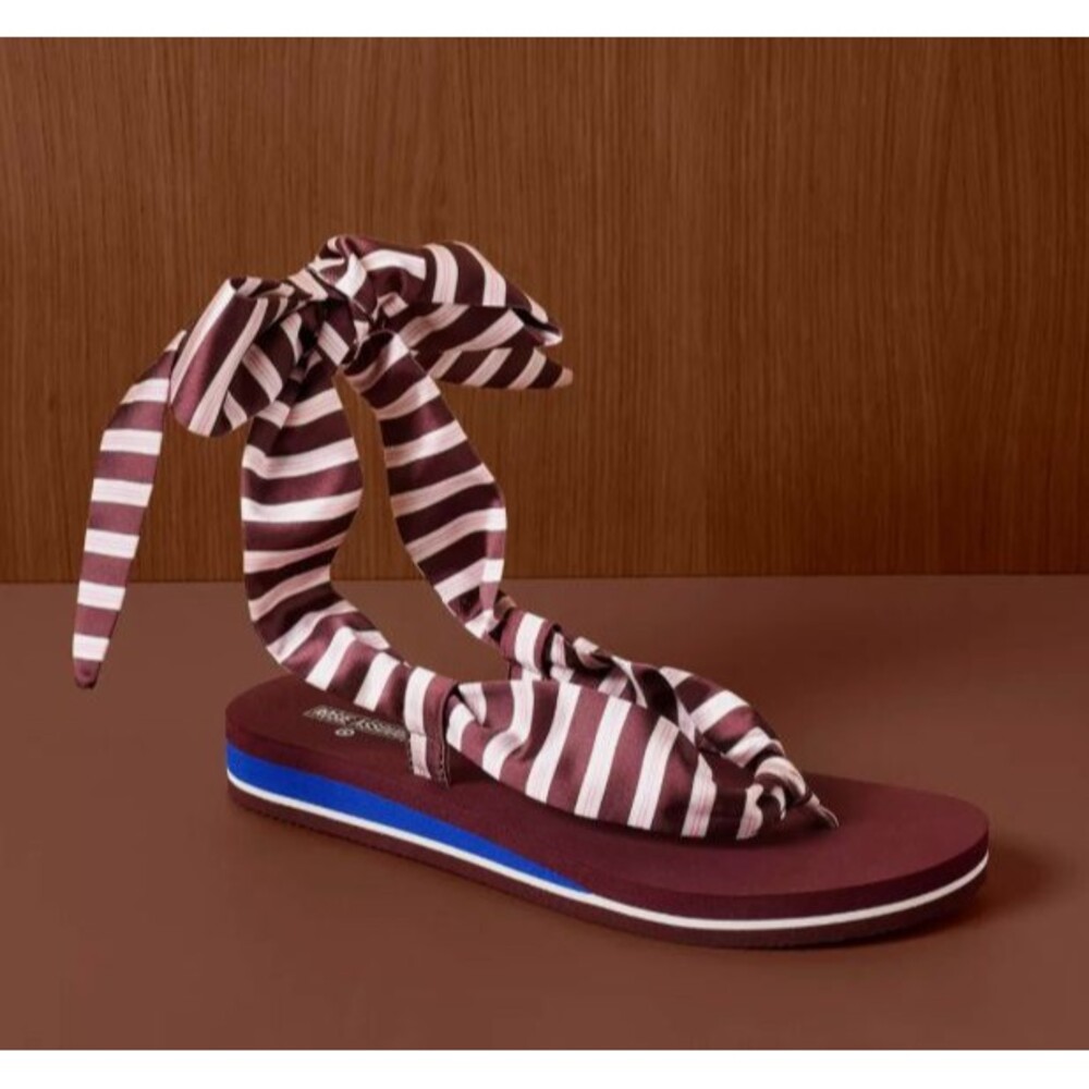 Rosie Assoulin x Target Women's Striped Wrap Sandals Burgundy 8 NWT